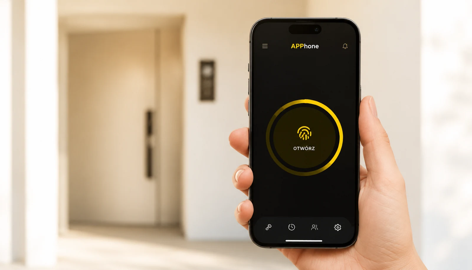 Aplikacja APPhone na telefonie podczas otwierania wejścia