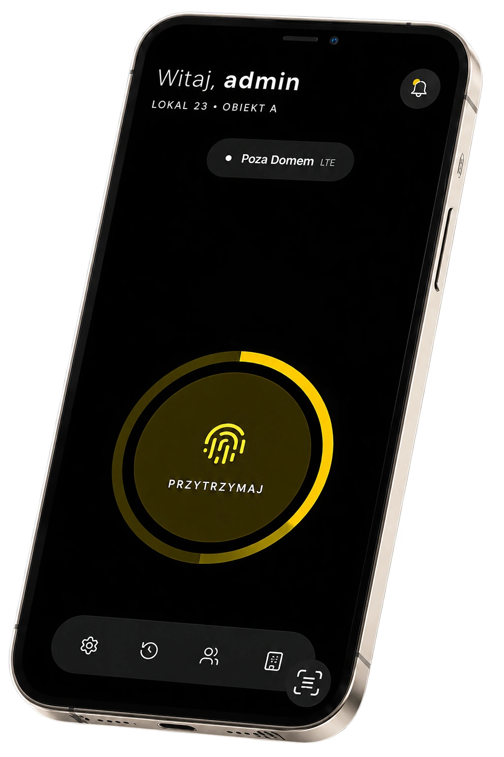 Wideodomofon z aplikacją APPhone na telefonie do odbierania połączeń i otwierania wejścia