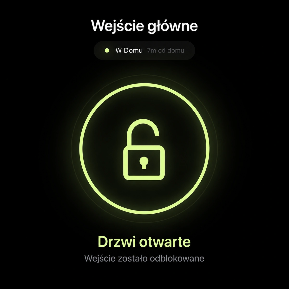 Potwierdzenie otwarcia drzwi w aplikacji APPhone